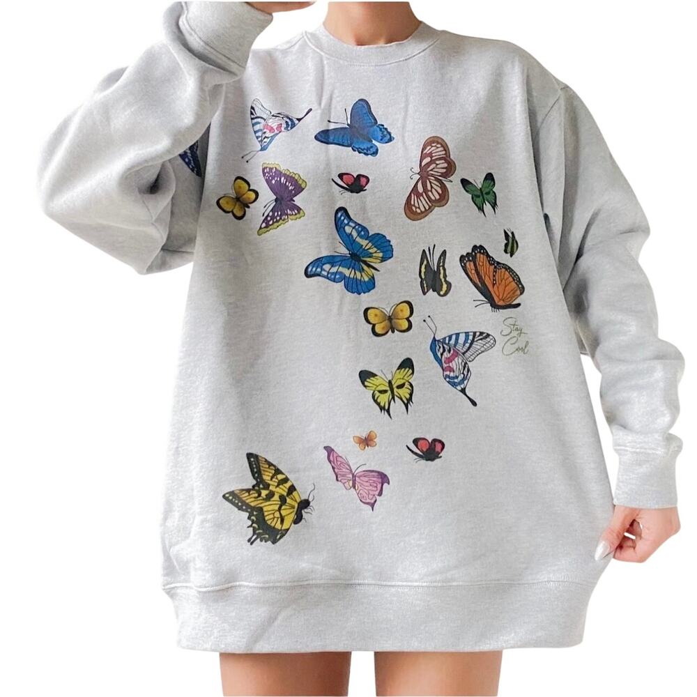 NWT Stay Cool x Urban Outfitters Printed Butterfly Unisex Pullover Sweatshirt